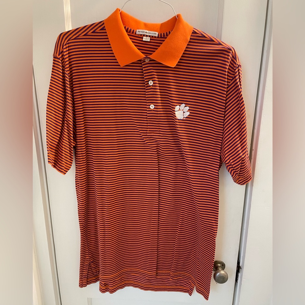 Men’s Peter Millar Clemson striped gameday polo size large